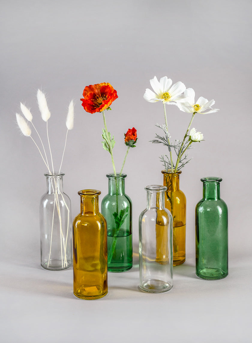 6.5in Tall Clear Glass Bottle Bud Vase Decor Jamali-garden