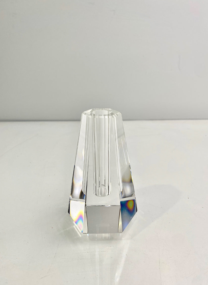 4in Tall Hexagon Tapered Crystal Glass Vase Decor Jamali-garden