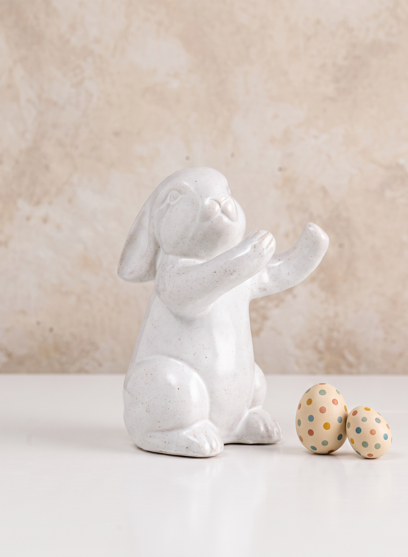 6.5in Tall Aged White Porcelain Rabbit, Set of 4 Decor Jamali-garden