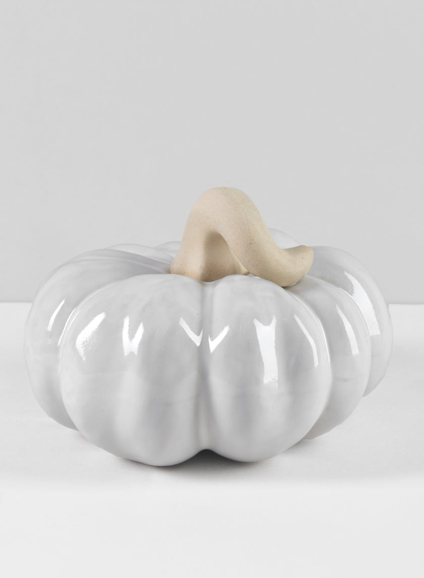 6in Wide Porcelain White Wash Pumpkins Decor Jamali-garden