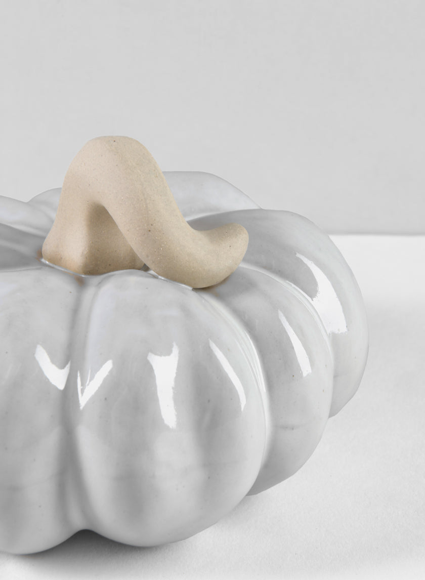 6in Wide Porcelain White Wash Pumpkins Decor Jamali-garden