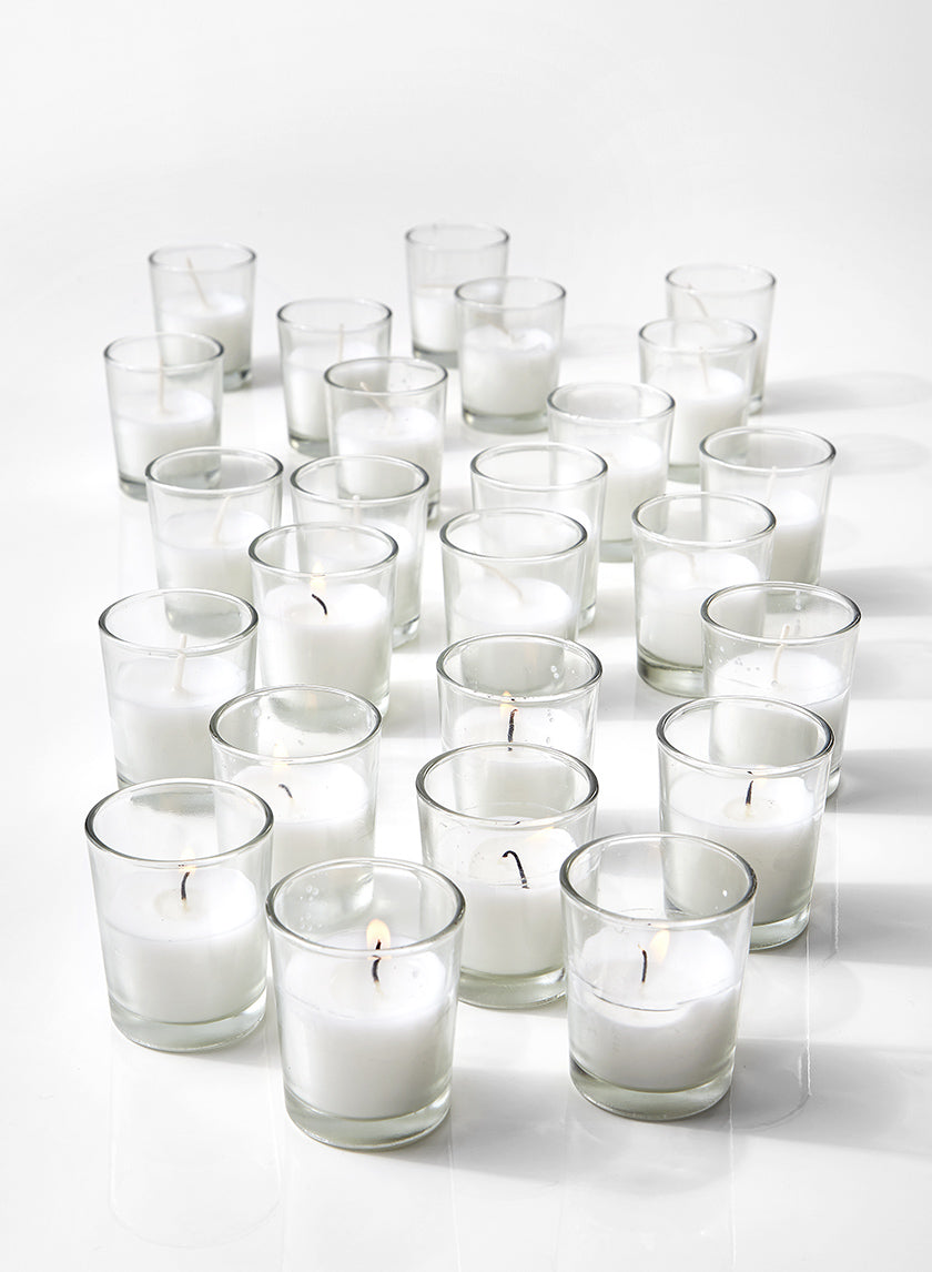 10-Hour 2in Tall White Votive In Clear Glass Decor Jamali-garden