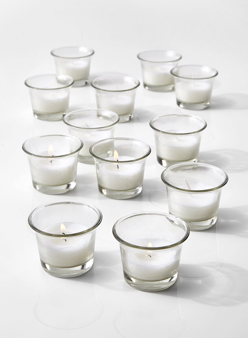 10-Hour 2.5in Wide White Votive in Tulip Glass Decor Jamali-garden