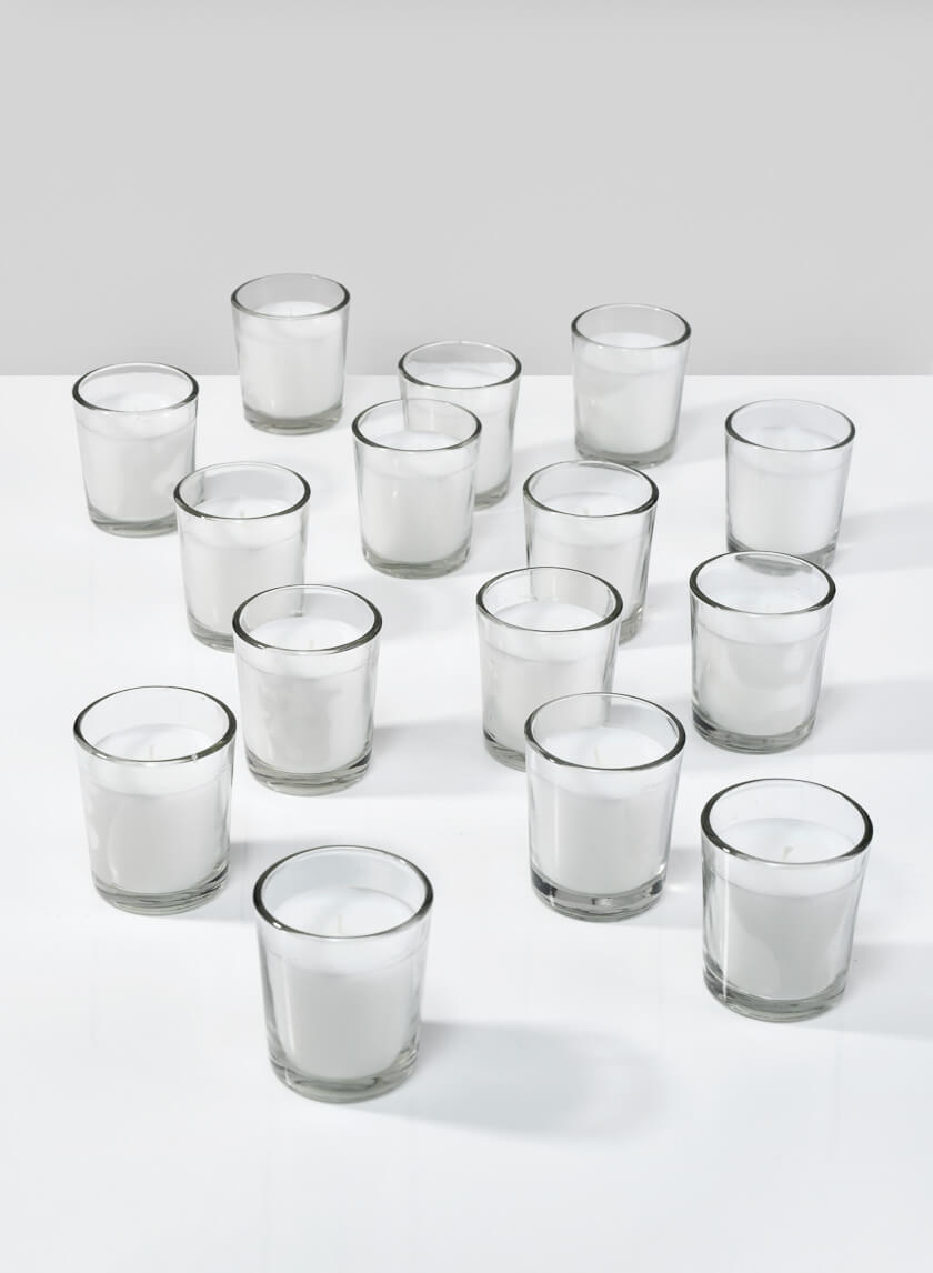 10-Hour 2.5in Tall White Votives in Clear Glass Decor Jamali-garden