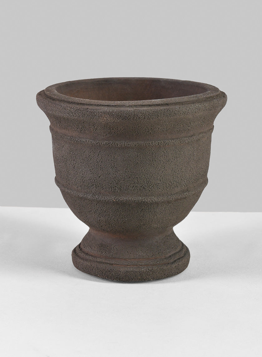 6in Tall Petra Aged Brown Urn Decor Jamali-garden