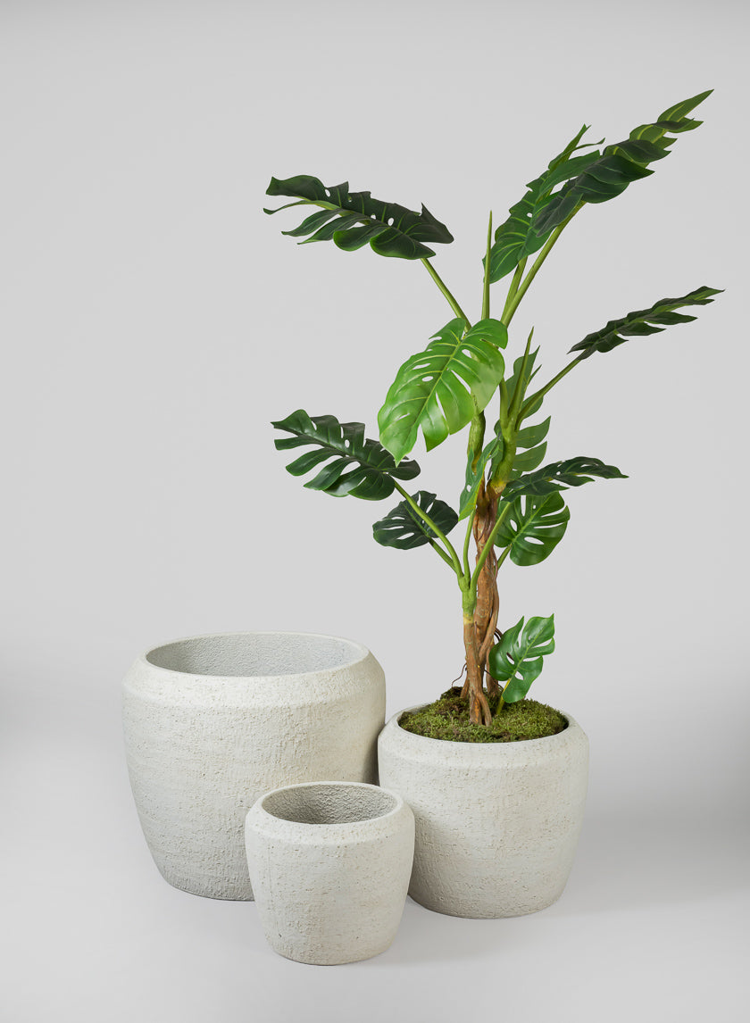 Meknes Fiber Cement Planters, Rustic White Decor Jamali-garden