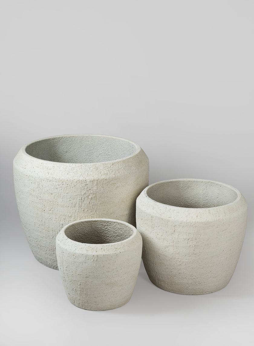 Meknes Fiber Cement Planters, Rustic White Decor Jamali-garden