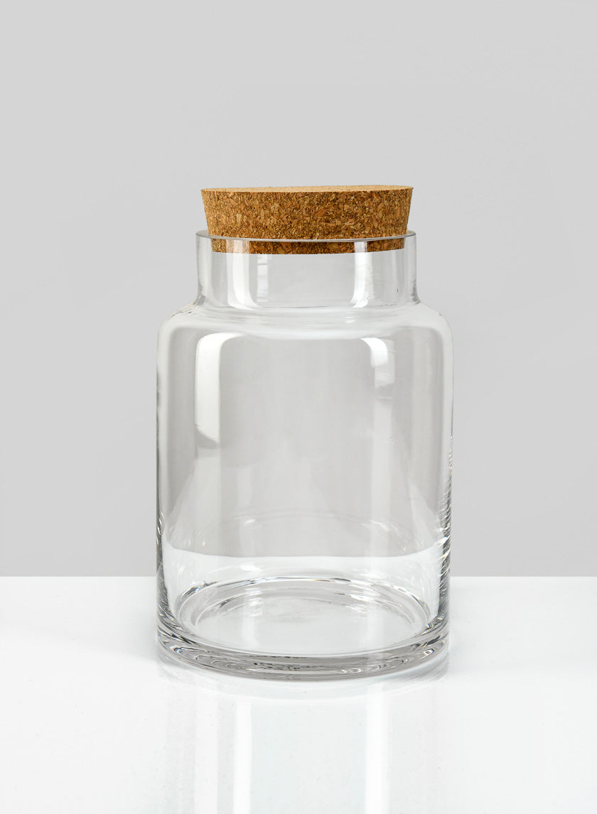 7.25in Tall Barra Glass Jar with Cork Decor Jamali-garden