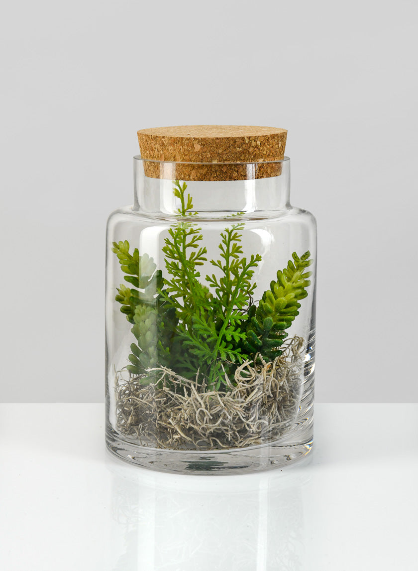 7.25in Tall Barra Glass Jar with Cork Decor Jamali-garden