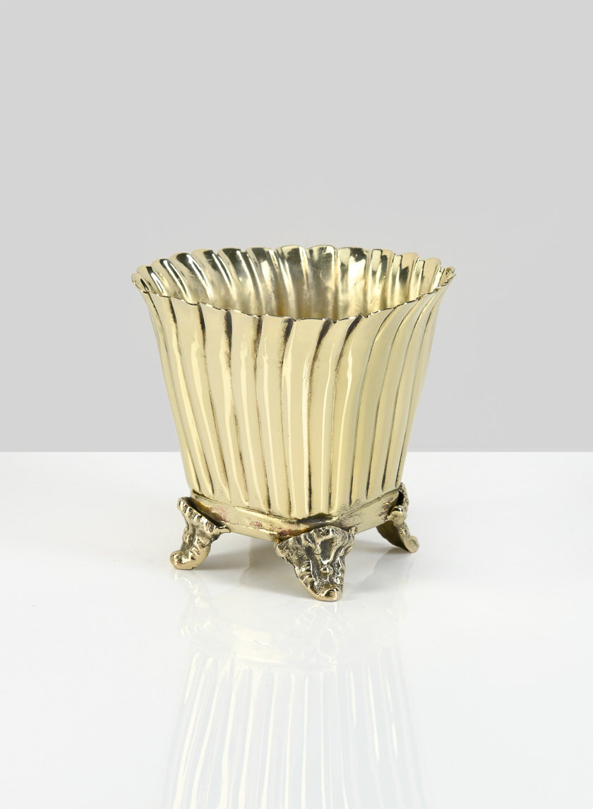 4in Tall Brass Polished Planter Urn Decor Jamali-garden