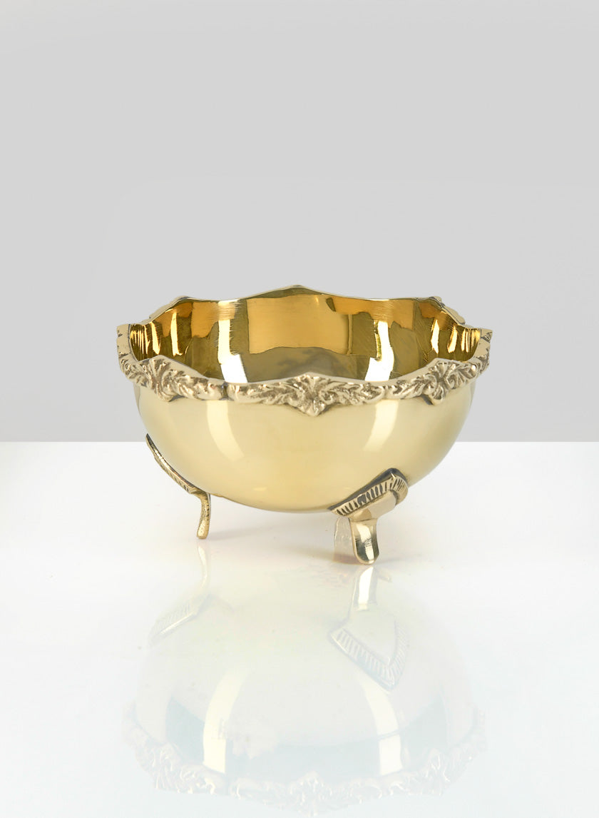 4.25in Wide Brass Polished Bowl Decor Jamali-garden