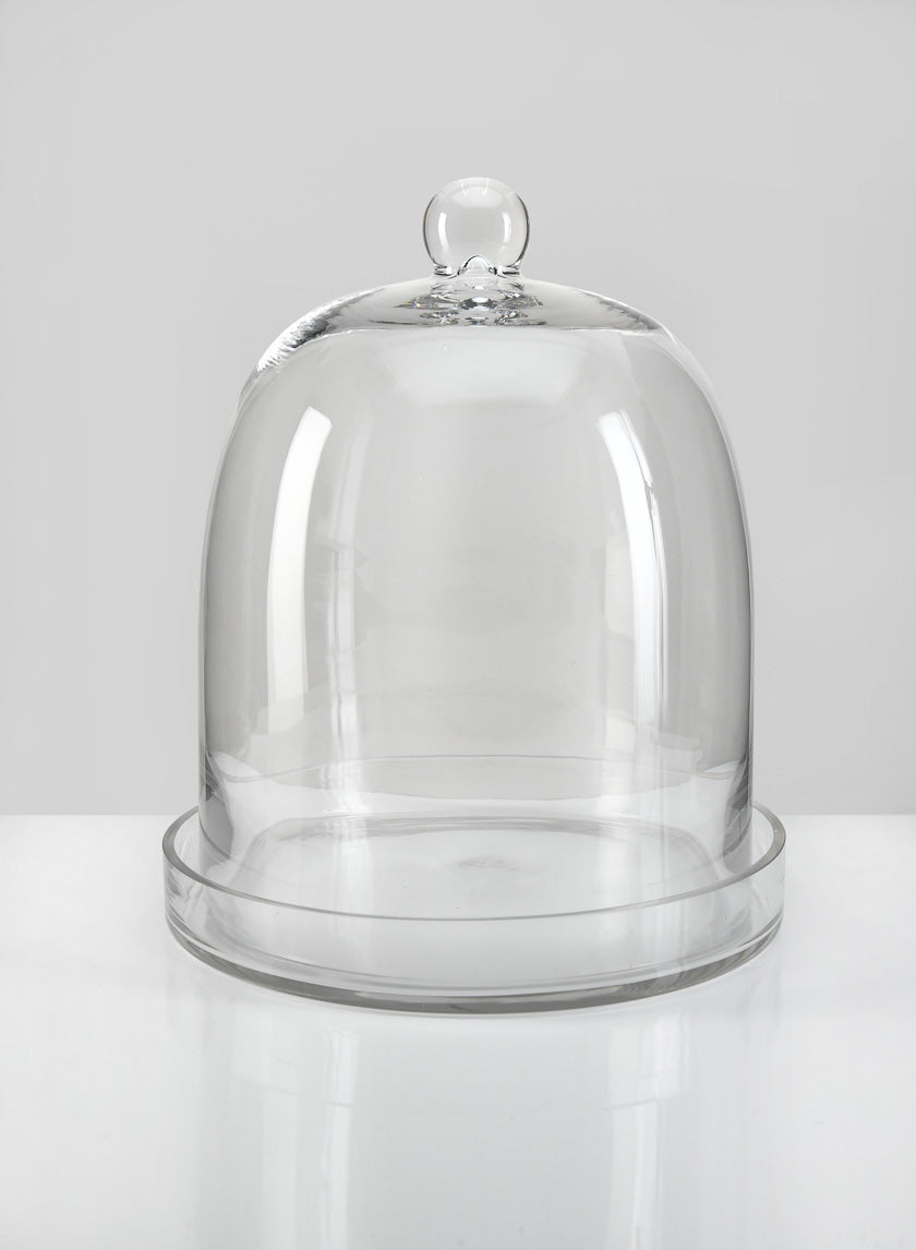 13.5in Tall Batiste Glass Cloche &amp; Base Decor Jamali-garden