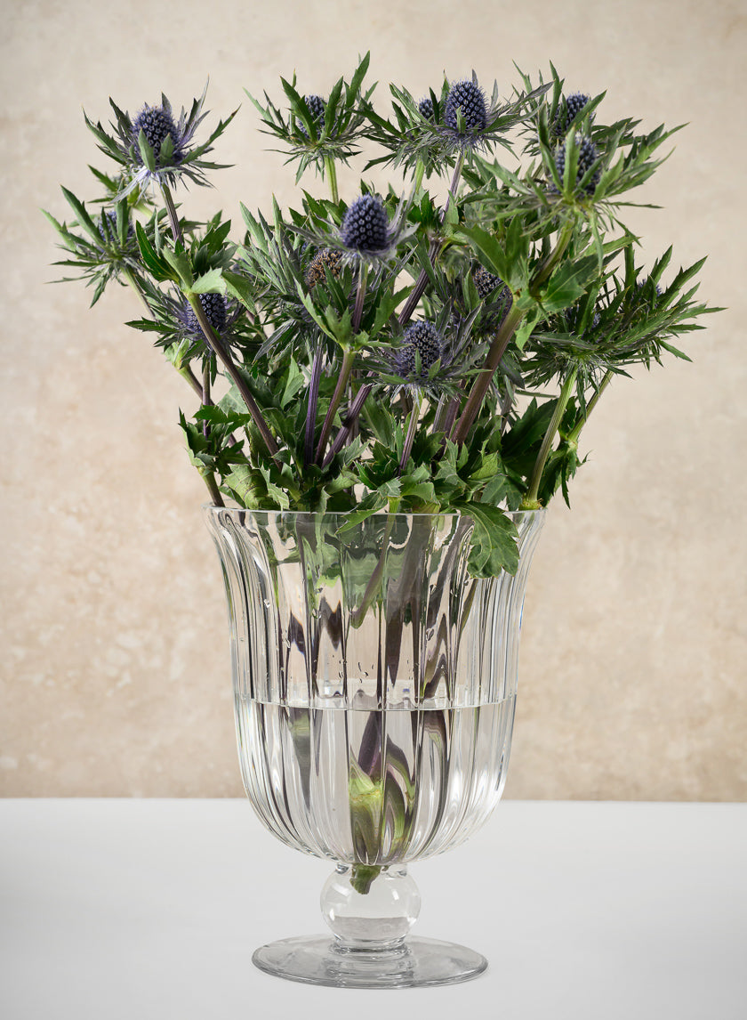 8.5in Tall Versailles Pleated Glass Urn Decor Jamali-garden