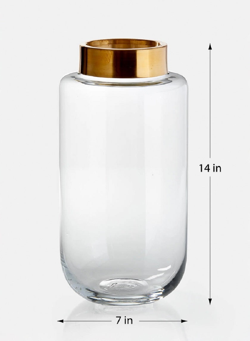 14in Tall Gold Mouth Jar Vase Decor Jamali-garden