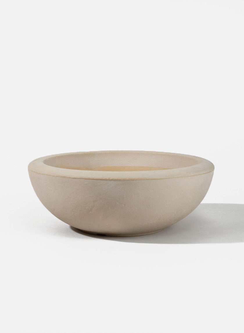 14.75in Wide Antique White Stone Lip Bowl Decor Jamali-garden
