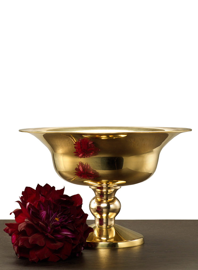 10in Wide Polished Brass Urn Decor Jamali-garden