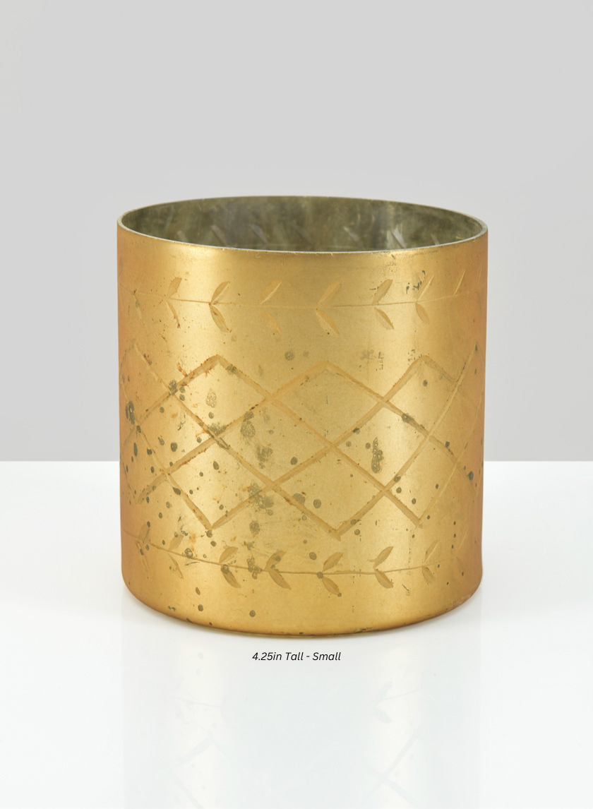 Valencia Aged Gold Mercury Glass Holder Decor Jamali-garden Gold 4.25in Tall - Small EACH