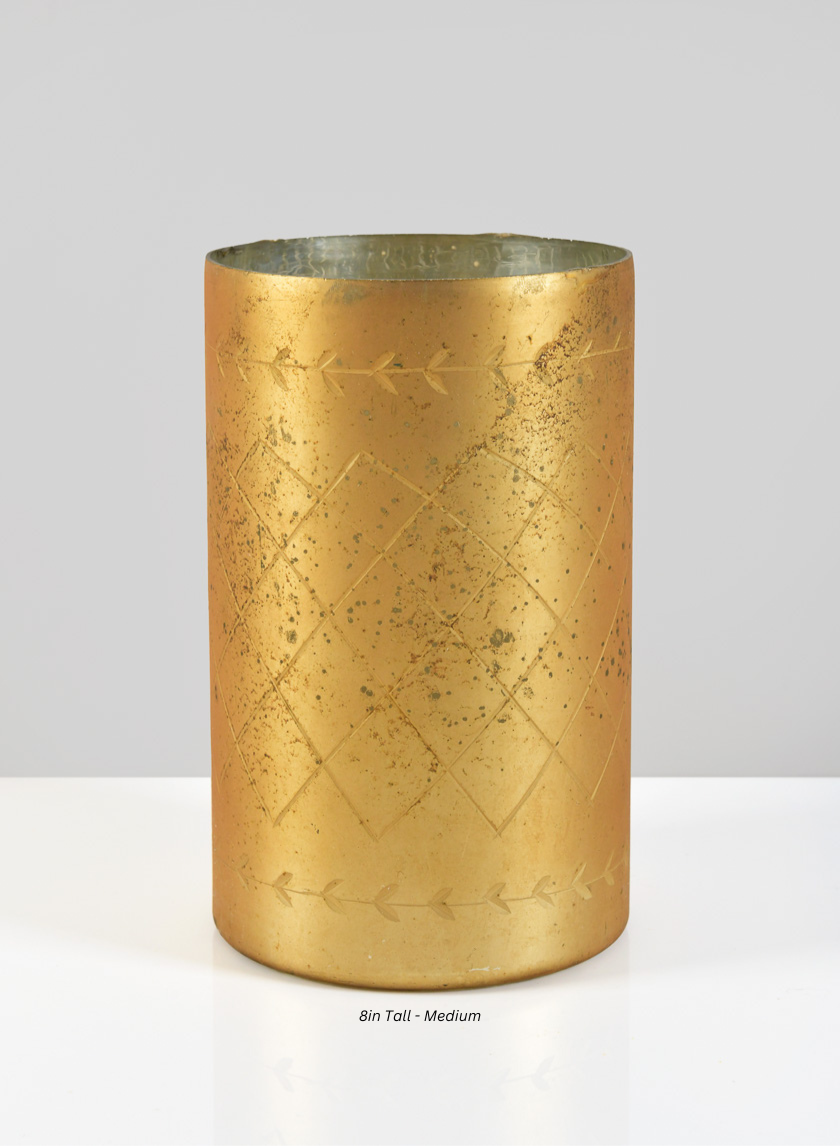 Valencia Aged Gold Mercury Glass Holder Decor Jamali-garden Gold 8in Tall - Medium EACH