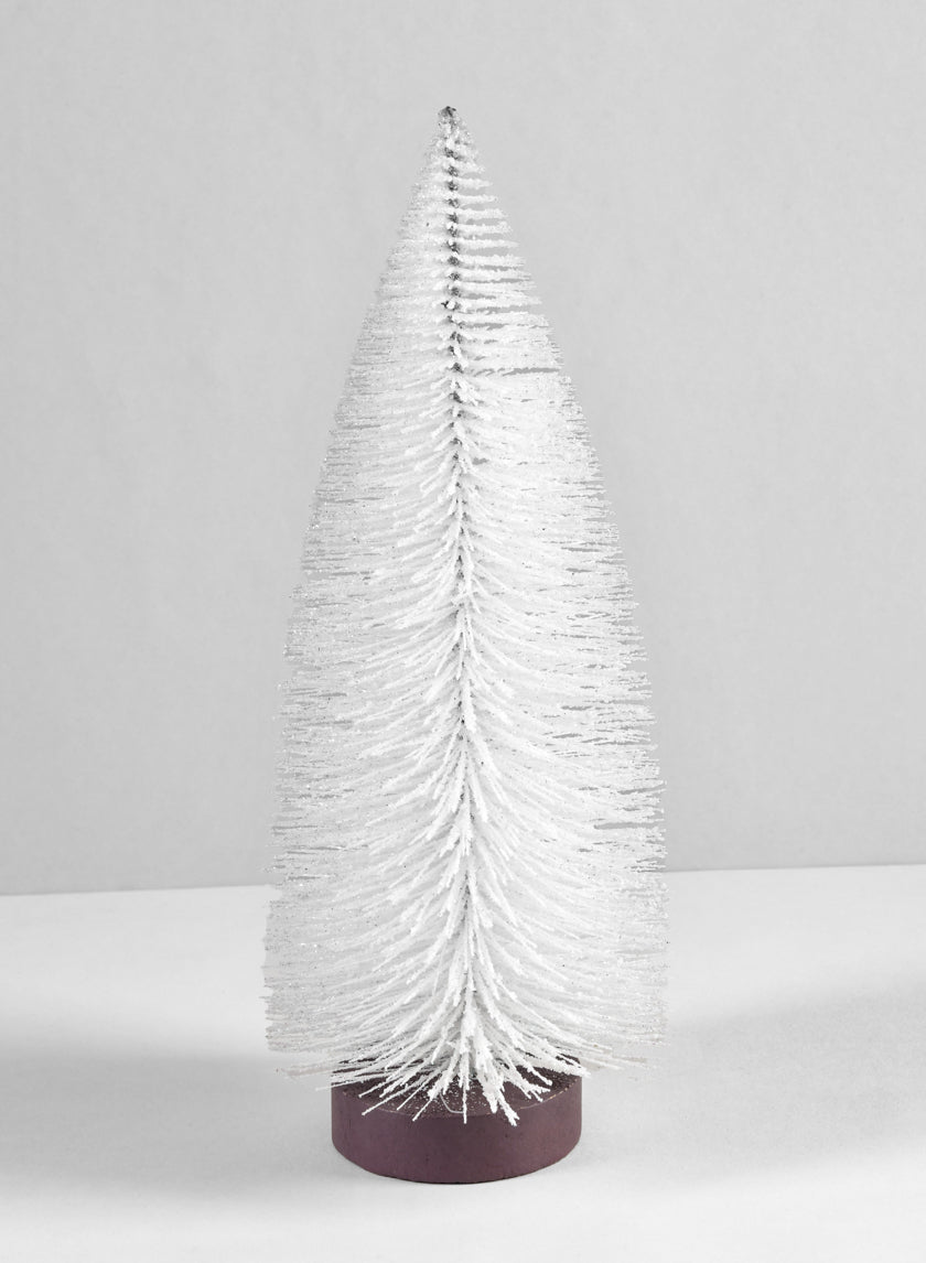 10in Tall White Glittered Tabletop Christmas Tree Decor Jamali-garden