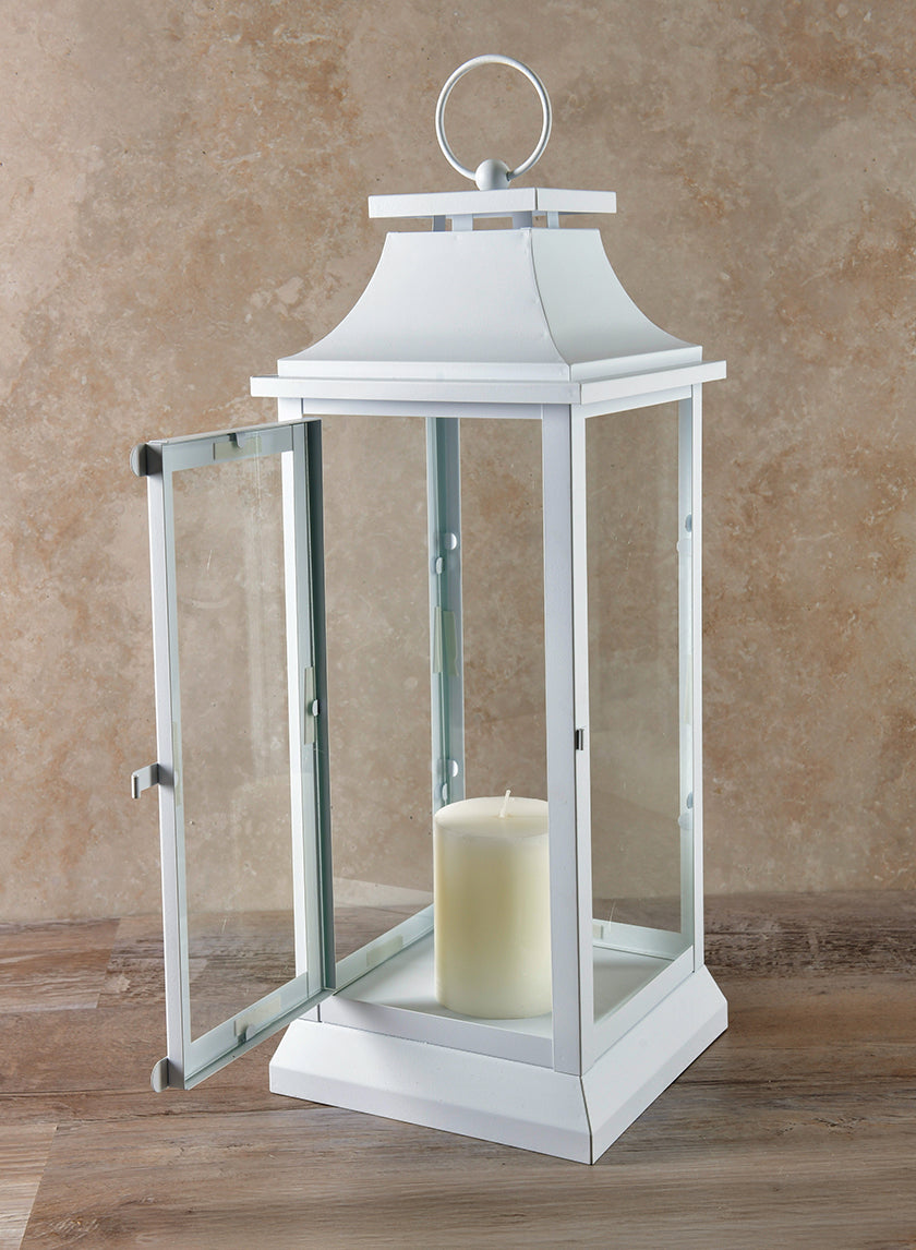 White Hampton Lantern Decor Jamali-garden