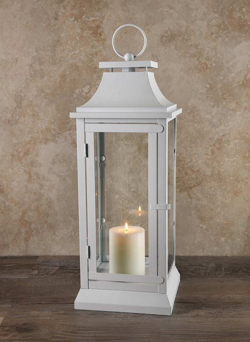 White Hampton Lantern Decor Jamali-garden