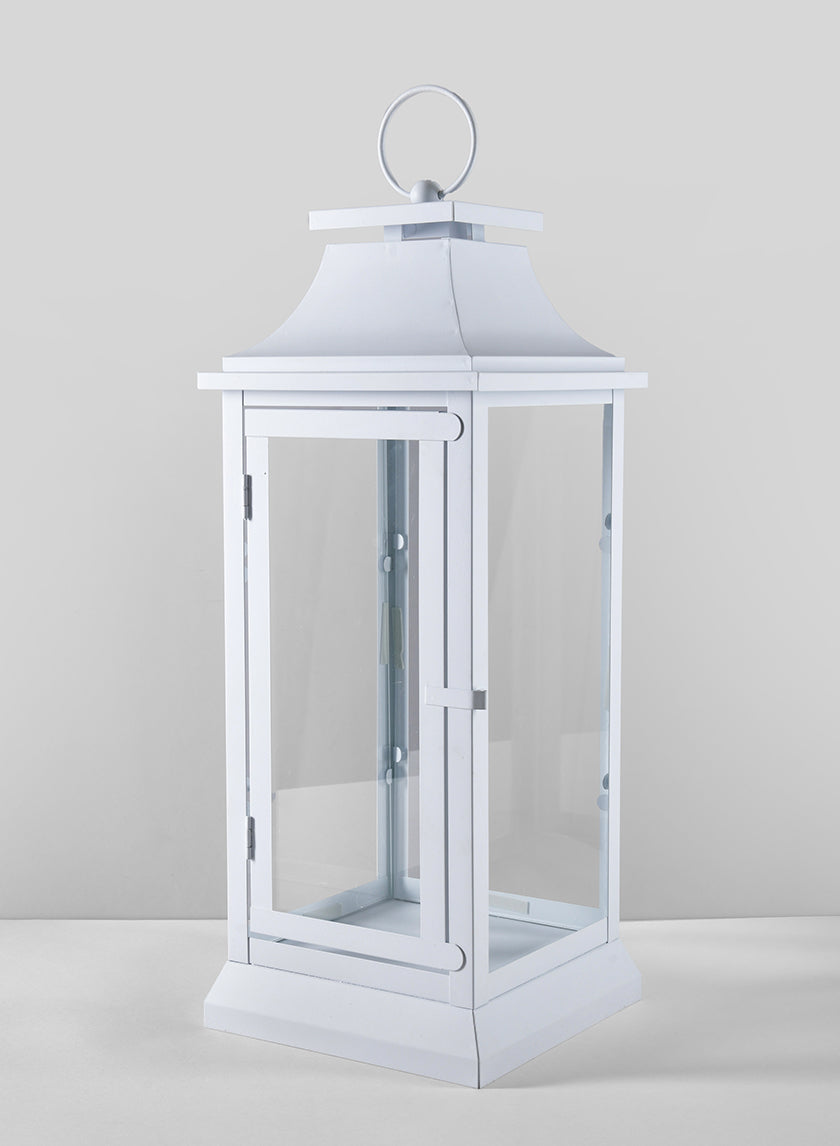 White Hampton Lantern Decor Jamali-garden