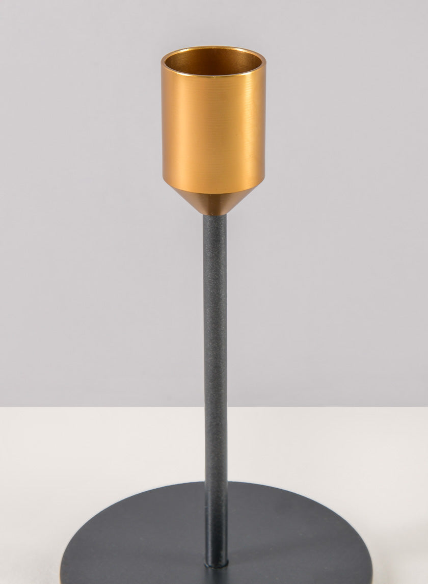 Barney Black Gold Taper Holder Decor Jamali-garden