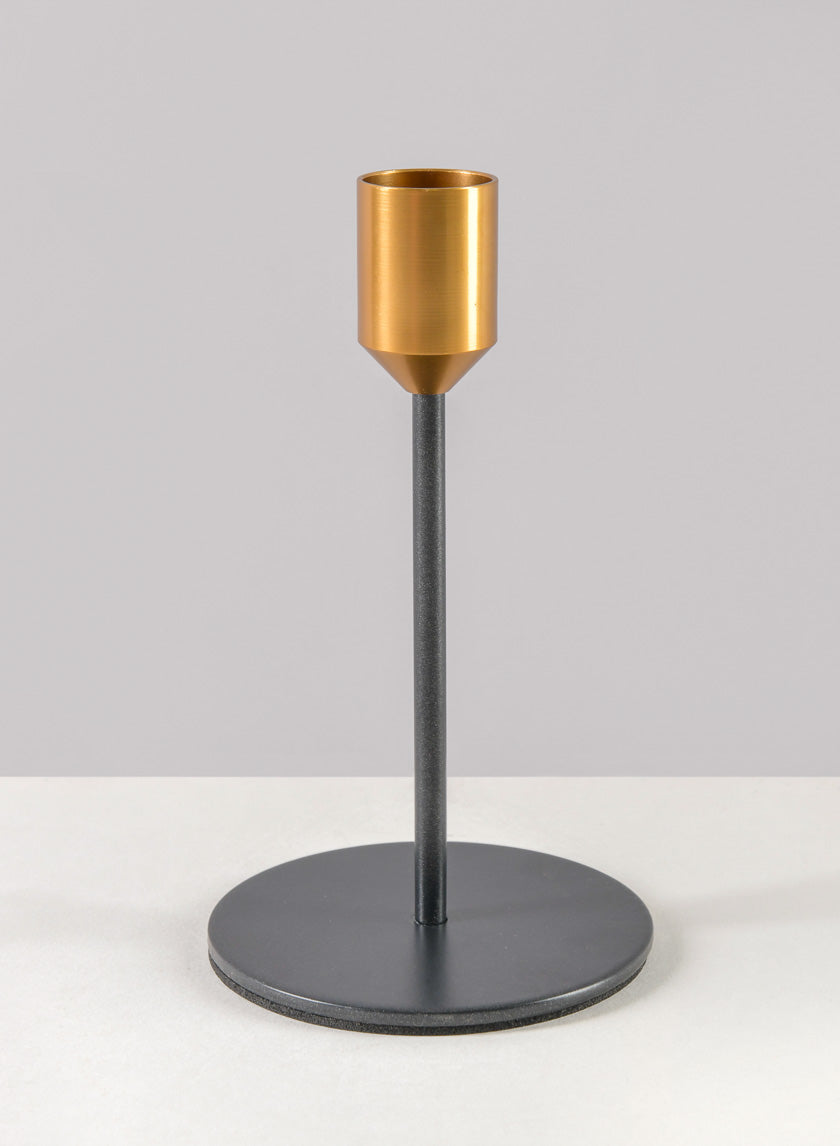 Barney Black Gold Taper Holder Decor Jamali-garden Black 5.5in Tall EACH