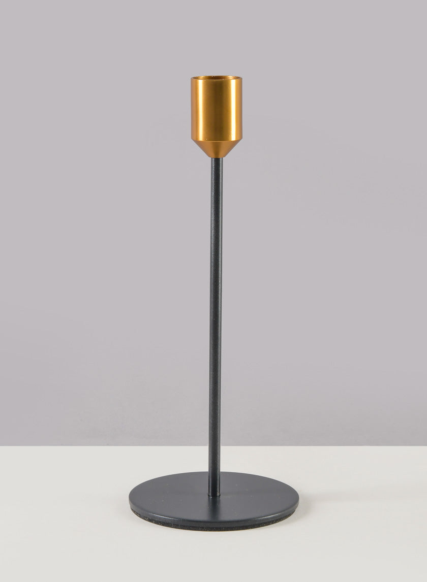 Barney Black Gold Taper Holder Decor Jamali-garden Black 8in Tall EACH