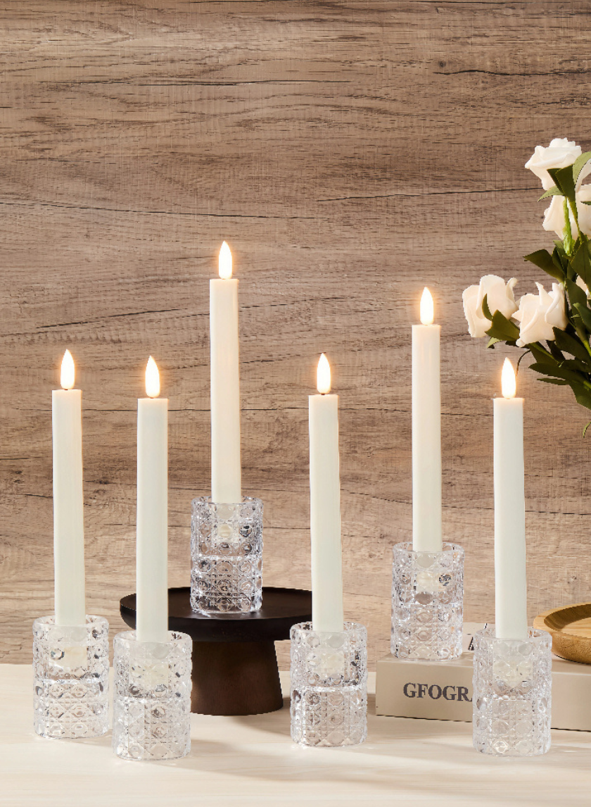 9in Tall White Taper Candles with Remote, Set of 6 Decor Jamali-garden
