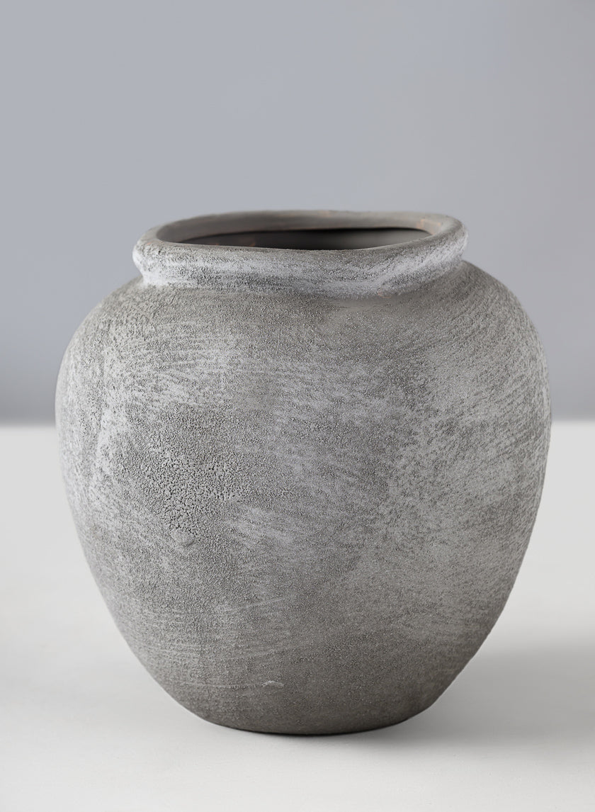 7in Tall Iquitos Venetian Grey Ceramic Jar Vase Decor Jamali-garden