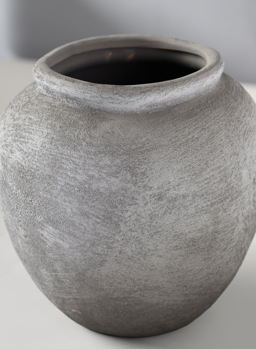 7in Tall Iquitos Venetian Grey Ceramic Jar Vase Decor Jamali-garden
