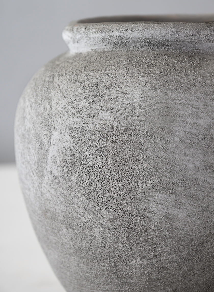 7in Tall Iquitos Venetian Grey Ceramic Jar Vase Decor Jamali-garden