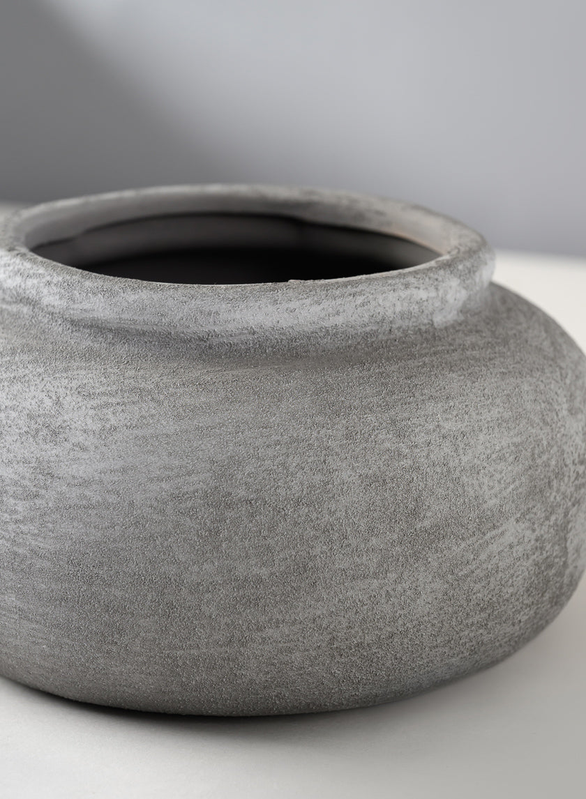 8in Wide Iquitos Venetian Grey Ceramic Bowl Decor Jamali-garden