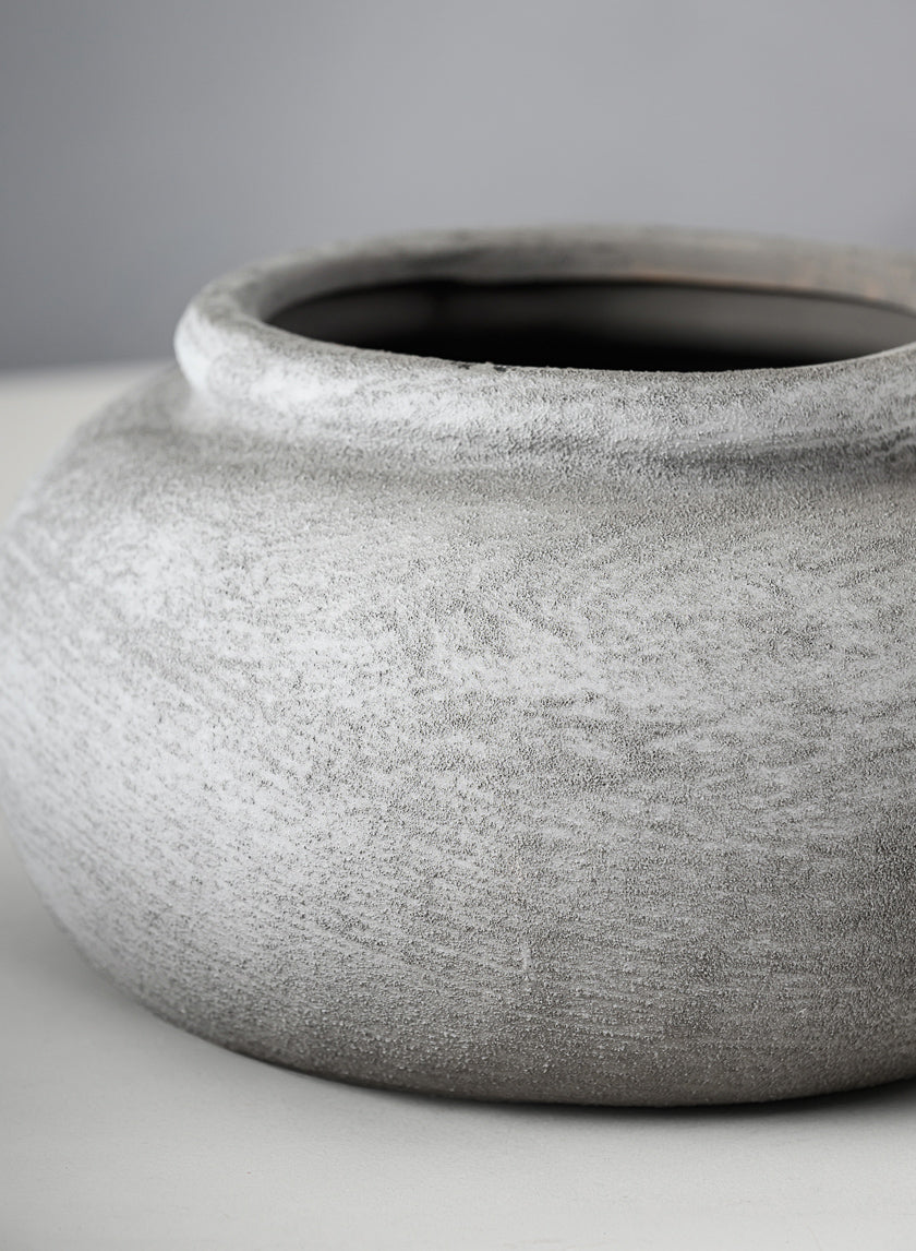 8in Wide Iquitos Venetian Grey Ceramic Bowl Decor Jamali-garden