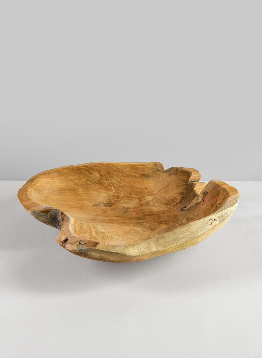 12in Wide Makassar Teak Dish Wood Bowl Decor Jamali-garden