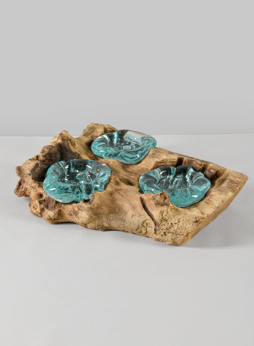 Jakarta Teak Stump With Tea Light Holders Decor Jamali-garden