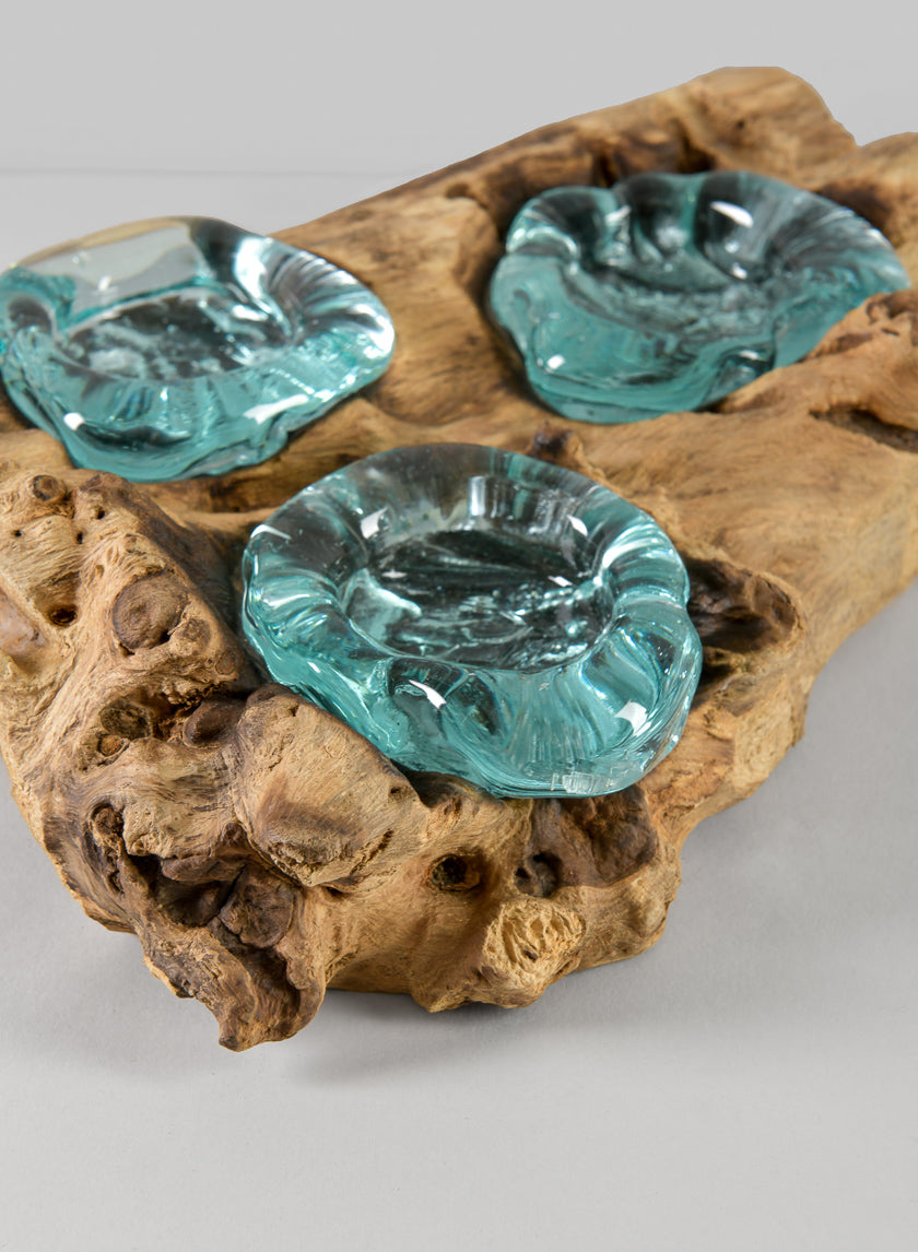 Jakarta Teak Stump With Tea Light Holders Decor Jamali-garden