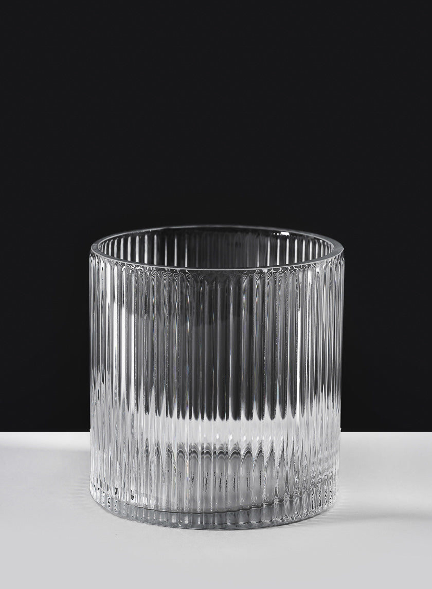 5in Tall Vienna Pleated Glass Cylinder Decor Jamali-garden