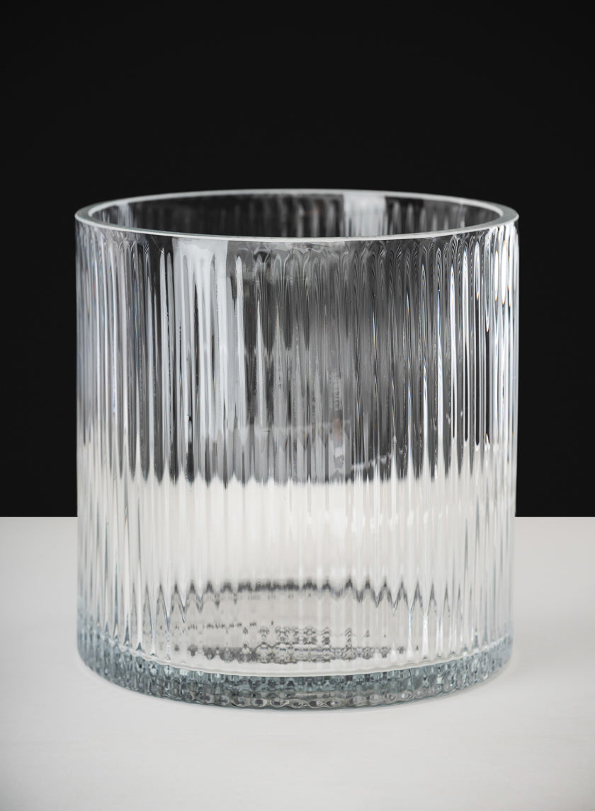 6in Tall Vienna Pleated Glass Cylinder Decor Jamali-garden