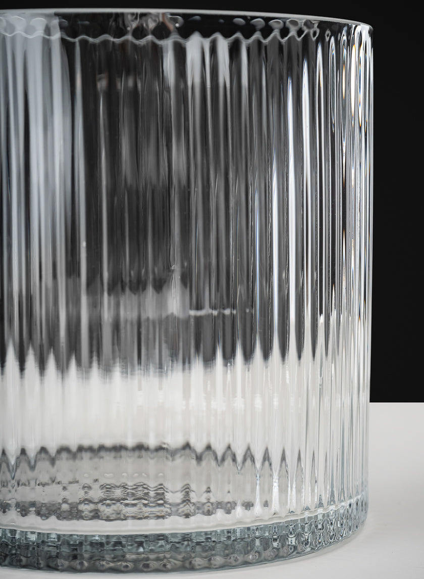 6in Tall Vienna Pleated Glass Cylinder Decor Jamali-garden