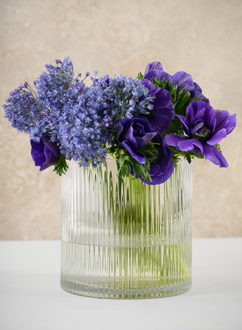 6in Tall Vienna Pleated Glass Cylinder Decor Jamali-garden