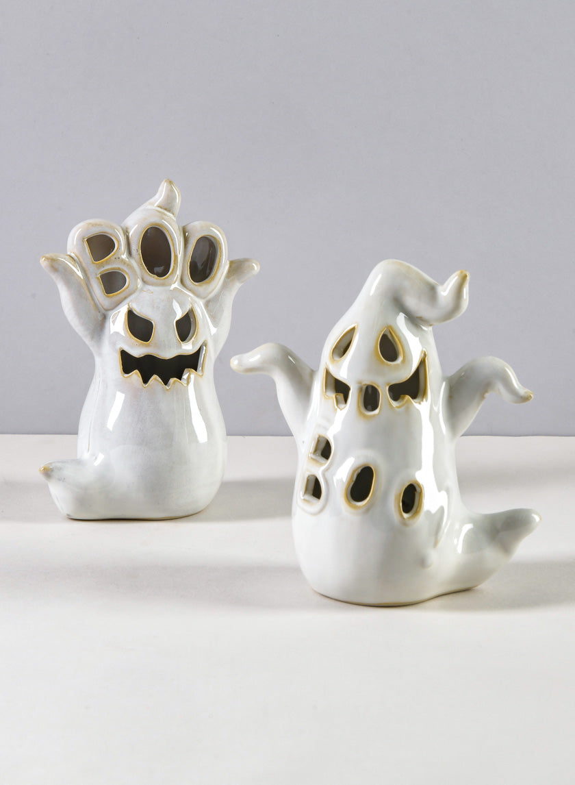 5.25in Tall Spooky Porcelain Mini Ghost With LED Light Decor Jamali-garden