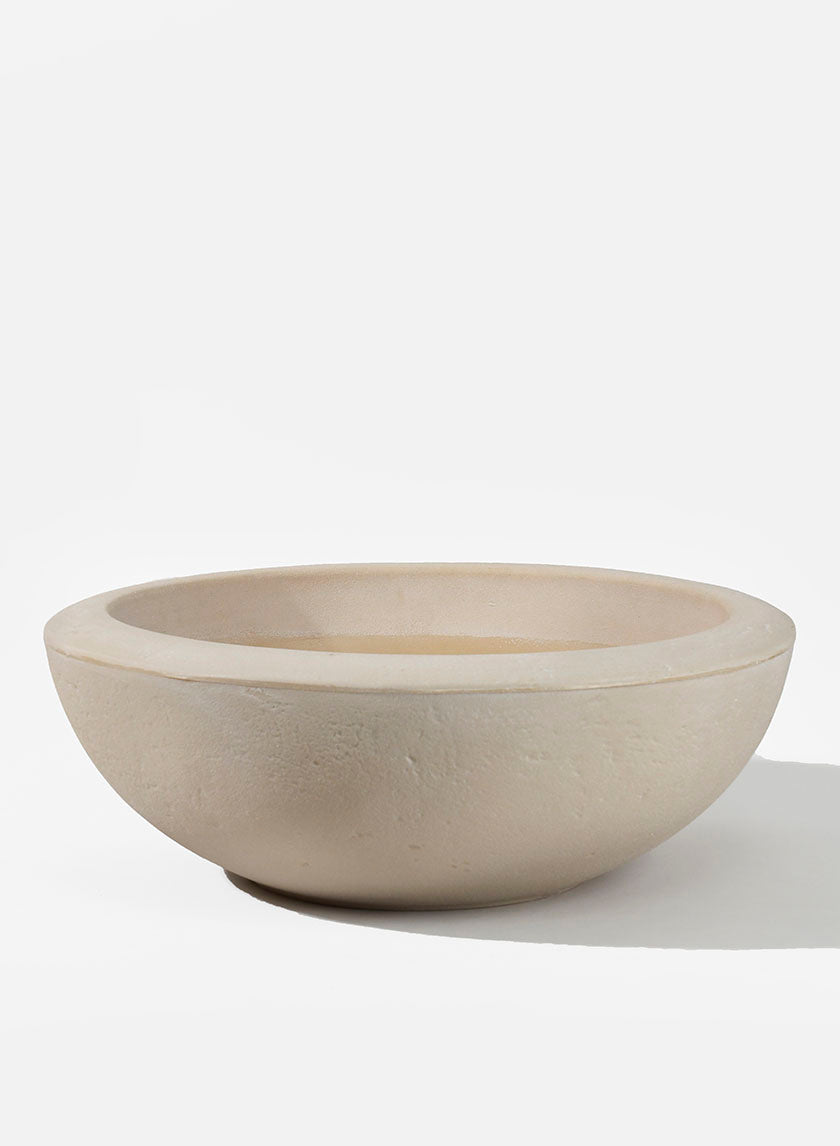 20.5in Wide Antique White Stone Lip Bowl Decor Jamali-garden