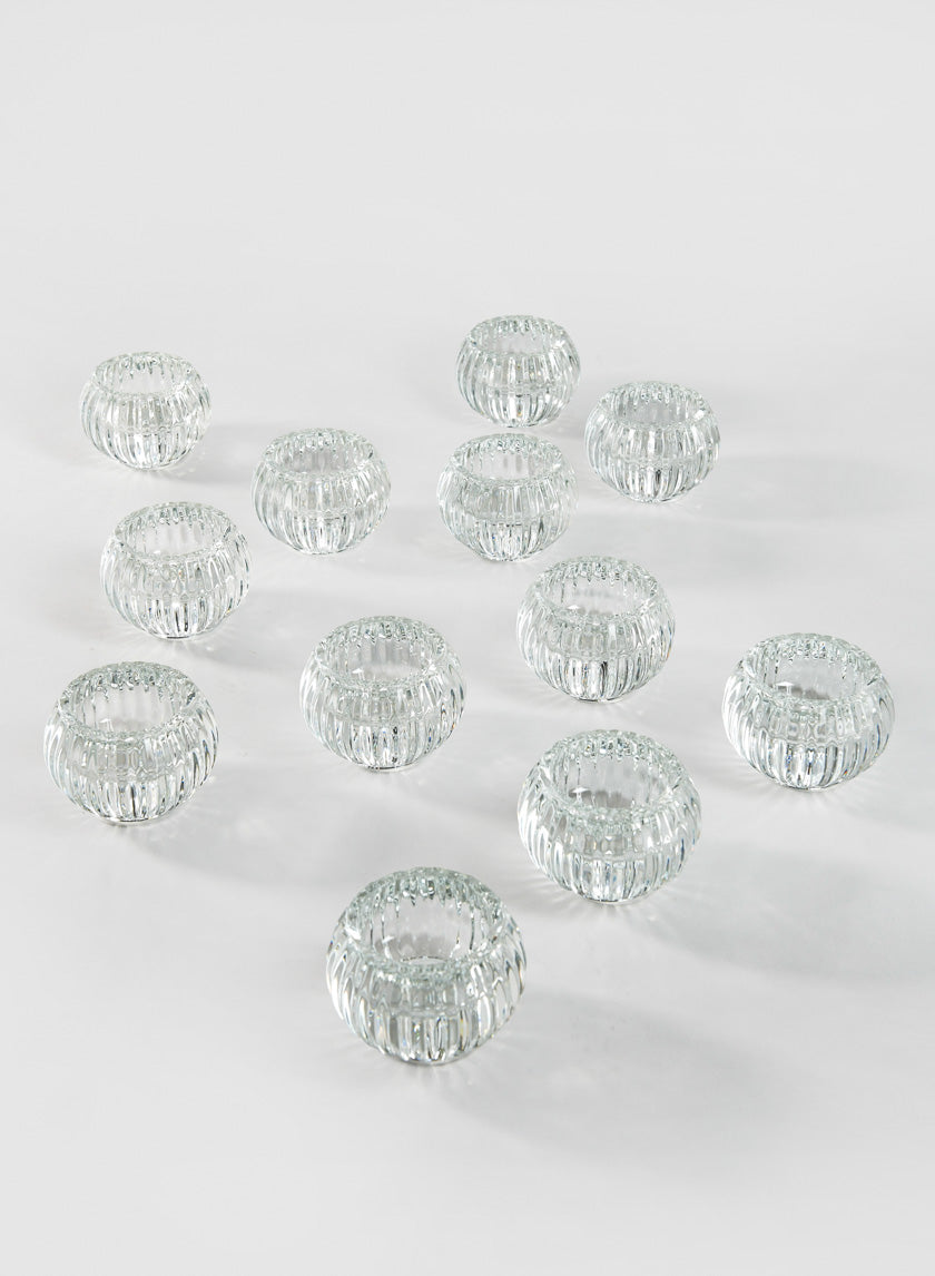 2in Tall Clear Pleated Tealight Holder Decor Jamali-garden