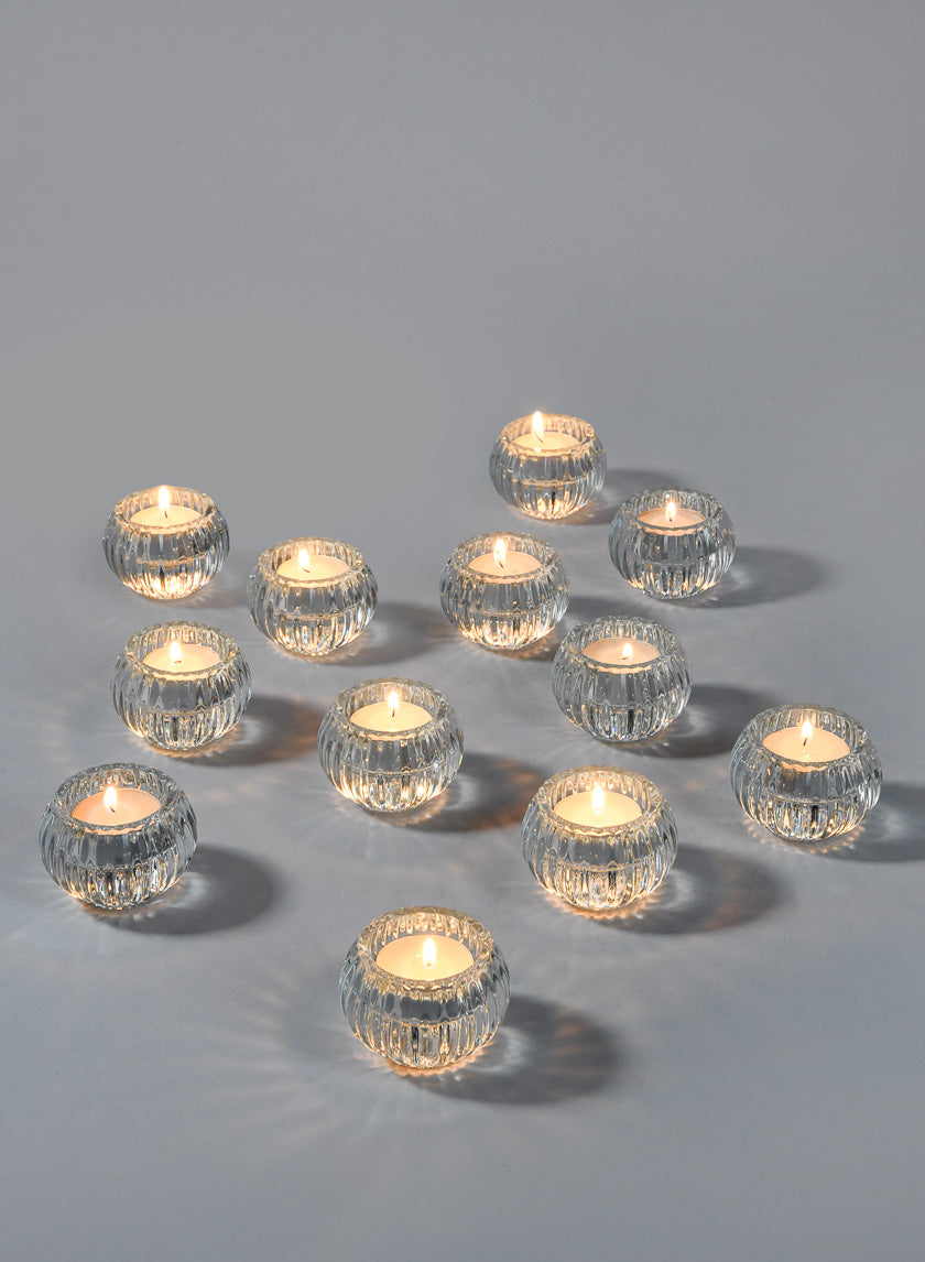 2in Tall Clear Pleated Tealight Holder Decor Jamali-garden