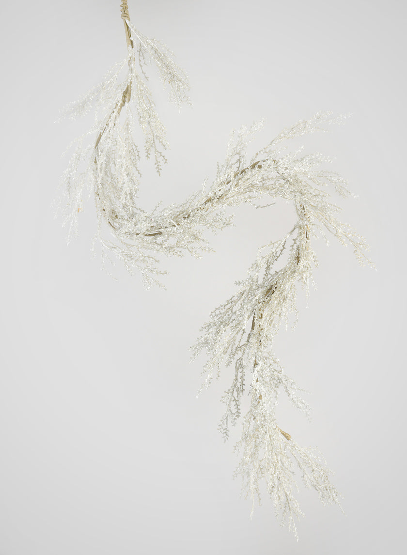 60in Long Frosted Silver Garland Decor Jamali-garden