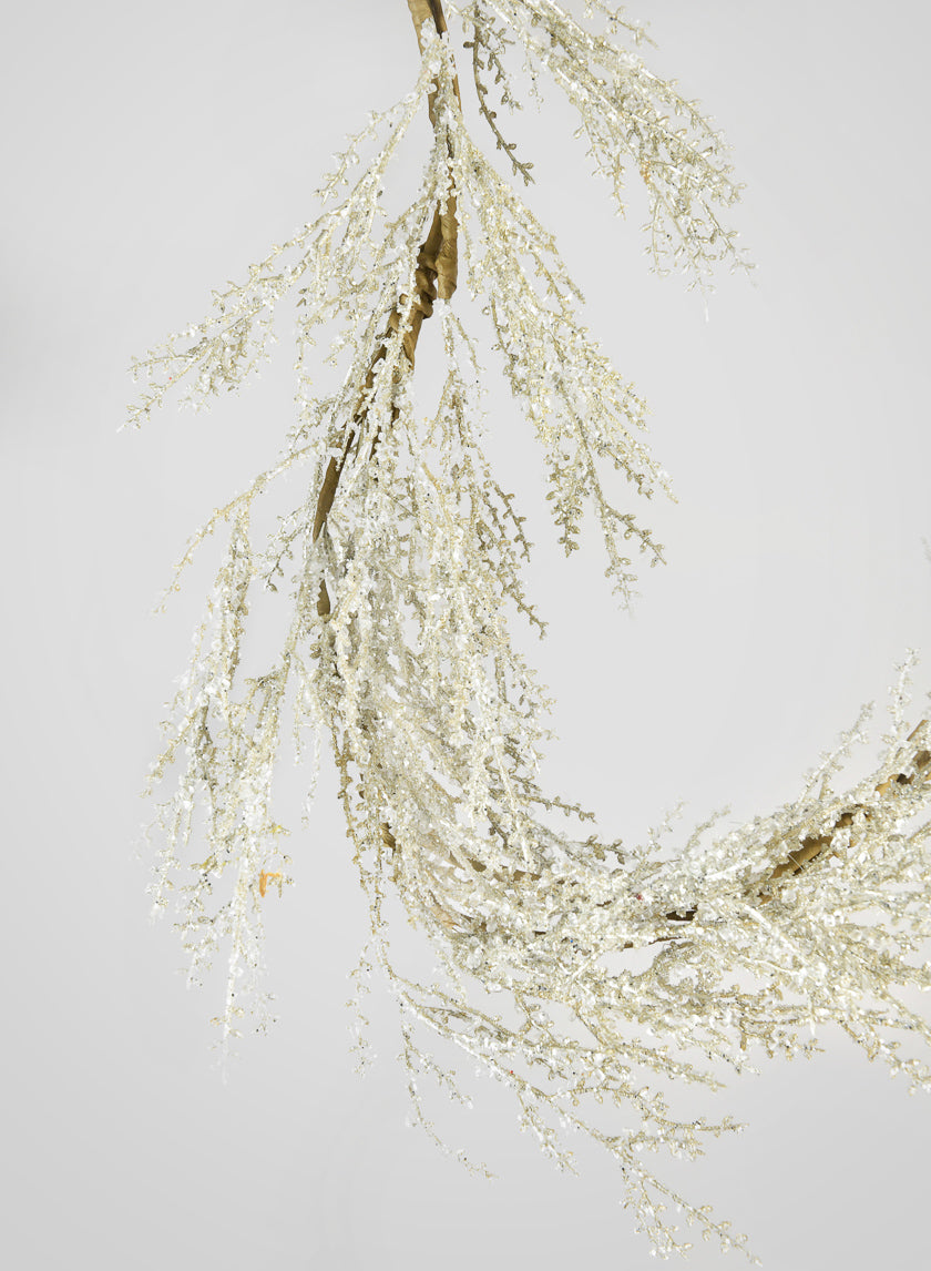60in Long Frosted Silver Garland Decor Jamali-garden