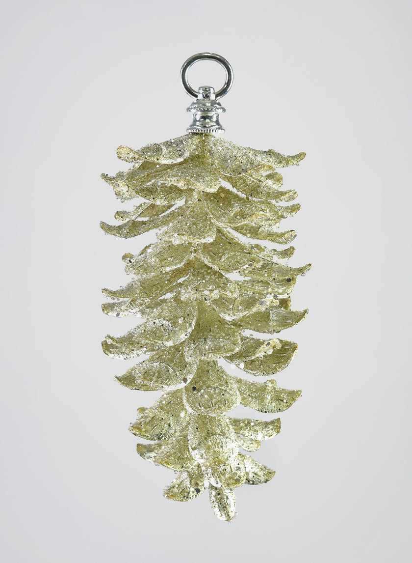 10in Long Gold Glitter Pinecone Decor Jamali-garden