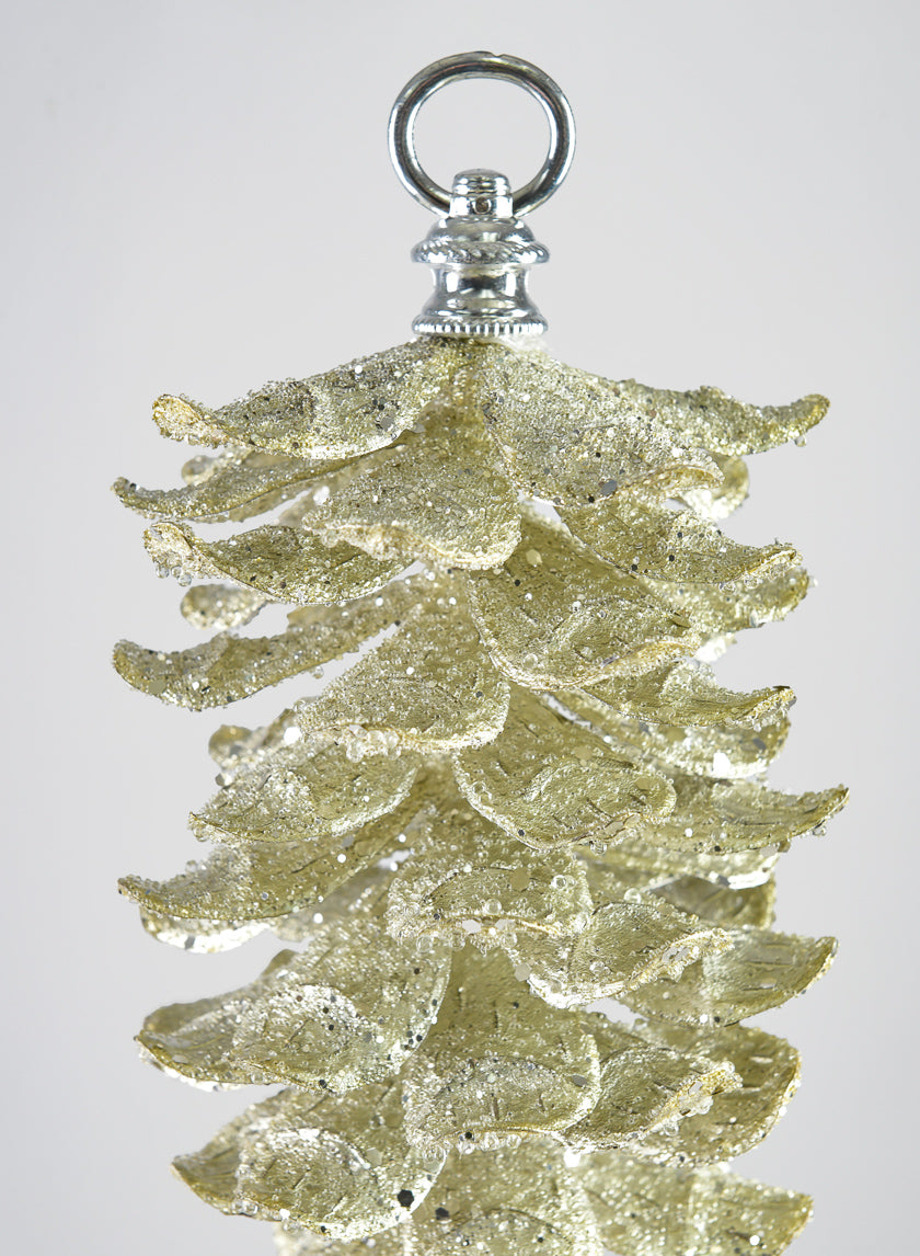 10in Long Gold Glitter Pinecone Decor Jamali-garden